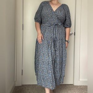 Old Navy Blue and White Smocked Maxi Sundress